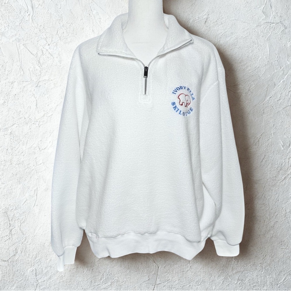 NWT Ivory Ella White Fleece Pullover Ski Lodge Sweater Medium